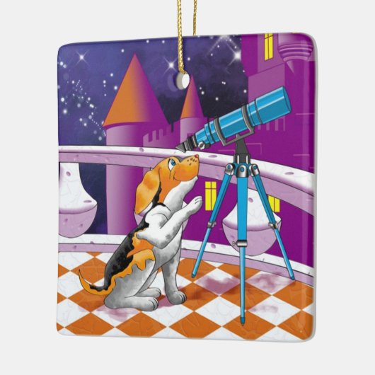 hondentelescoop keramisch ornament (Links)