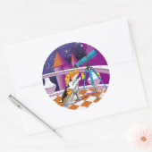 hondentelescoop ronde sticker (Envelop)