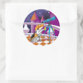 hondentelescoop ronde sticker (Tas)