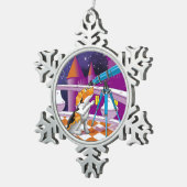 hondentelescoop tin sneeuwvlok ornament (Rechts)