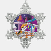 hondentelescoop tin sneeuwvlok ornament (Voorkant)