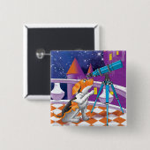 hondentelescoop vierkante button 5,1 cm (Voorkant /achterkant)