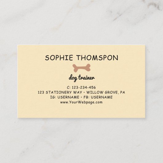 Hondentrainer cartoon poten visitekaartje (Achterkant)