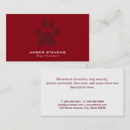 Hondentrainer | Hondenpoot Visitekaartje (Voorkant / Achterkant)