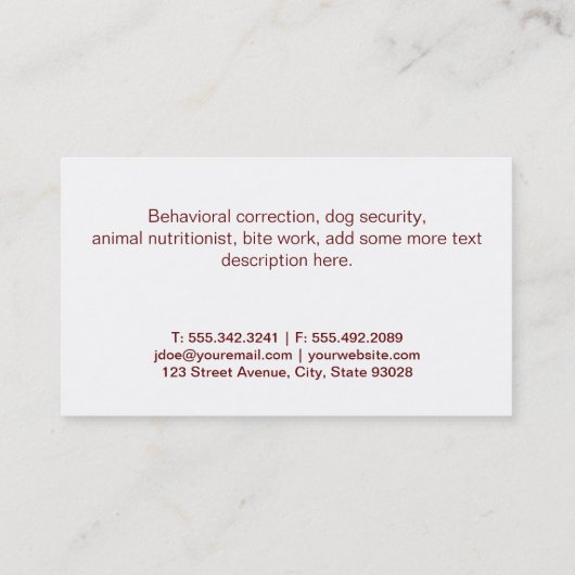 Hondentrainer | Hondenpoot Visitekaartje (Achterkant)