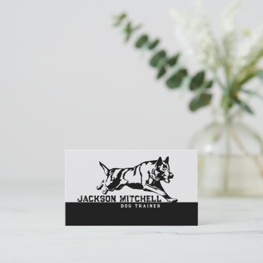 Hondentrainer - K9 Trainer Zwart-wit Visitekaartje (Staand voorkant)