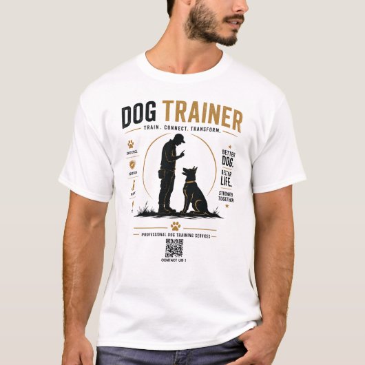 Hondentrainer Maatwerk T-shirt met QR-code (Voorkant)