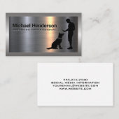 Hondentrainer met hond | Metallic Visitekaartje (Voorkant / Achterkant)