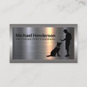 Hondentrainer met hond | Metallic Visitekaartje (Voorkant)