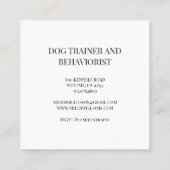Hondentrainer of gedragsdeskundige vierkante visitekaartje (Achterkant)