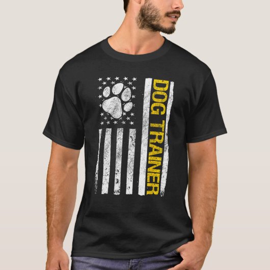 Hondentrainer USA Amerikaanse vlaggenhond T-shirt (Voorkant)