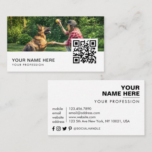 hondentrainer visitekaartjes QR Code (Voorkant / Achterkant)