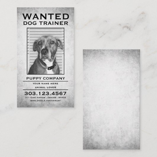 hondentrainer wilde poster visitekaartje (Voorkant / Achterkant)
