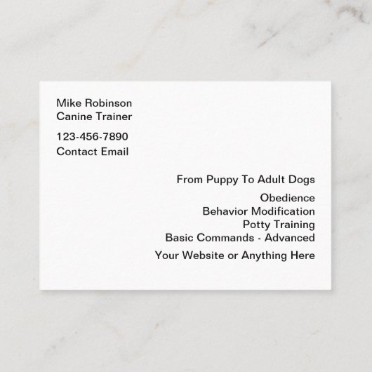 Hondentraining Eenvoudige Visitekaartjes (Achterkant)