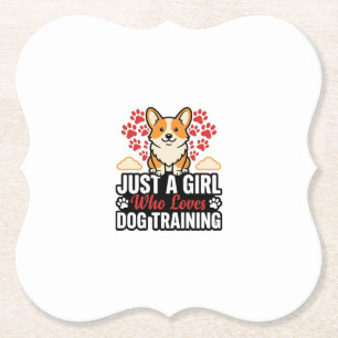 Hondentraining Meisje Corgi Vintage Vector T-shirt Kartonnen Onderzetters