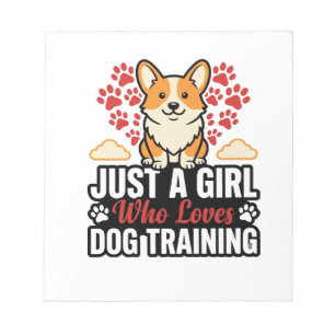 Hondentraining Meisje Corgi Vintage Vector T-shirt Notitieblok