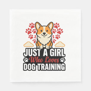 Hondentraining Meisje Corgi Vintage Vector T-shirt Servet