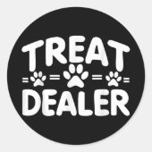 Hondentraktatie dealer, hondeneigenaar grappige ho ronde sticker (Voorkant)