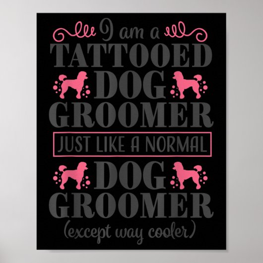 Hondentrimmer Schattige Funny Pet Grooming Tattoo  Poster (Voorkant)
