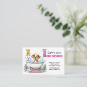 Hondentrimmer Schattige Puppy Bruin Wit Visitekaartje (Staand voorkant)