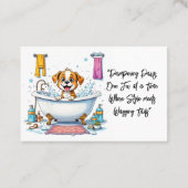 Hondentrimmer Schattige Puppy Bruin Wit Visitekaartje (Achterkant)