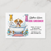 Hondentrimmer Schattige Puppy Bruin Wit Visitekaartje (Voorkant)
