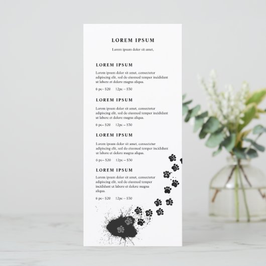 Hondentrimmer vuile poten stappen prijslijst menu (Staand voorkant)