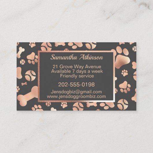 Hondentrimmer Walker Roos Gold Paw Print Visitekaartje (Achterkant)