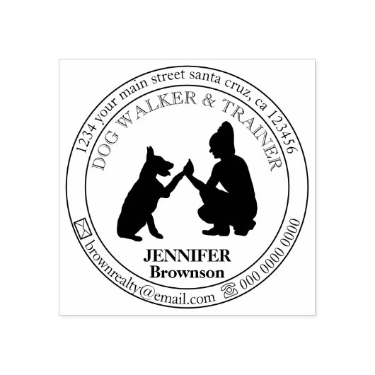 Hondenuitlaat Trainer Club Pet Sitting Rubberstempel (Afrduk)
