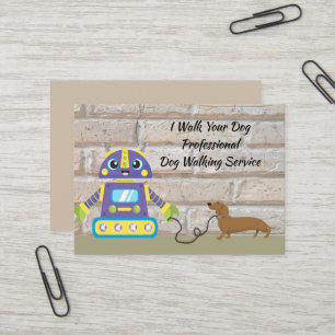 Hondenuitlaatservice Bedrijfskaart met Robot & Hon Visitekaartje