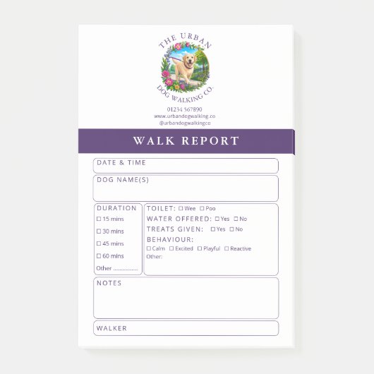 Hondenuitlaatster Trainer Feedback Rapport Formuli Post-it® Notes (Voorkant)