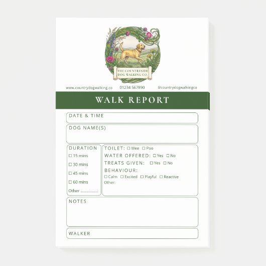 HondenuitlaatTrainer Feedback Rapport Formulier La Post-it® Notes (Voorkant)