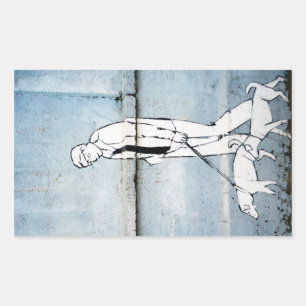 hondenuitlater graffiti op Branimirova straat, Kro Rechthoekige Sticker