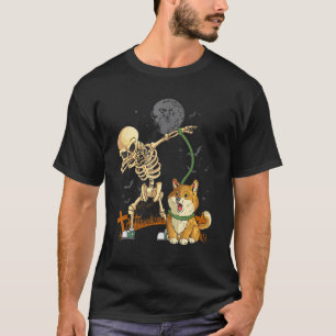 Hondenuitlater Skelet Corgi Hond Wandelen T-shirt