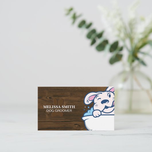 hondenverzorger | Badkuipen en bubbels Visitekaartje (Staand voorkant)