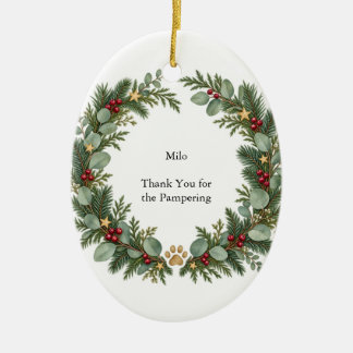 Hondenverzorger Dank U Evergreen Ovaal Keramisch Ornament