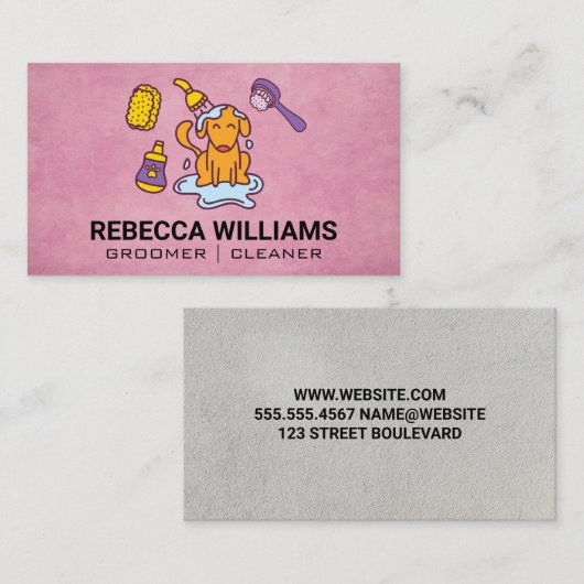 Hondenverzorger die een hondje verzorgt visitekaartje (Voorkant / Achterkant)