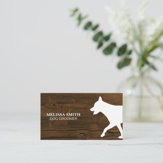 Hondenverzorger | Trainer | Dier | Hout Visitekaartje (Staand voorkant)