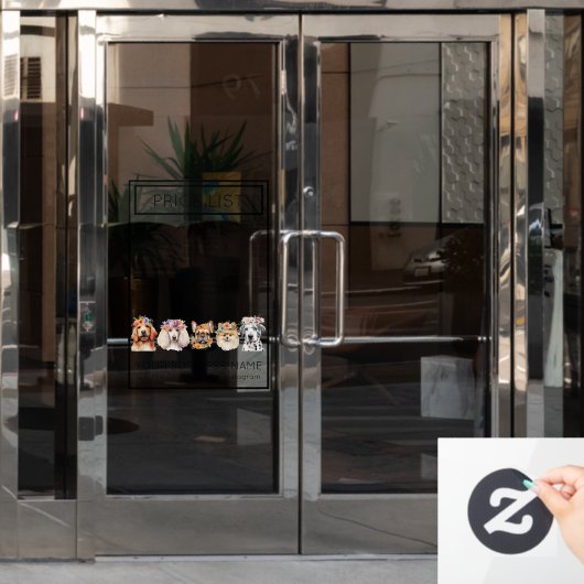 Hondenverzorging bloem waterverf service prijslijs raamsticker (Kantoordeur)