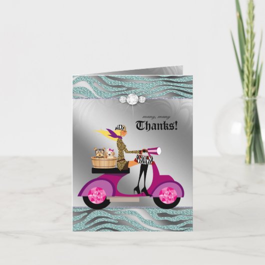 Hondenverzorging Dankkaart Zebra Blauwgroen Blond Bedankkaart (Voorkant)