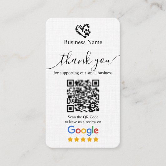 Hondenverzorging Google Review Verzoekkaart QR-cod Visitekaartje (Voorkant)