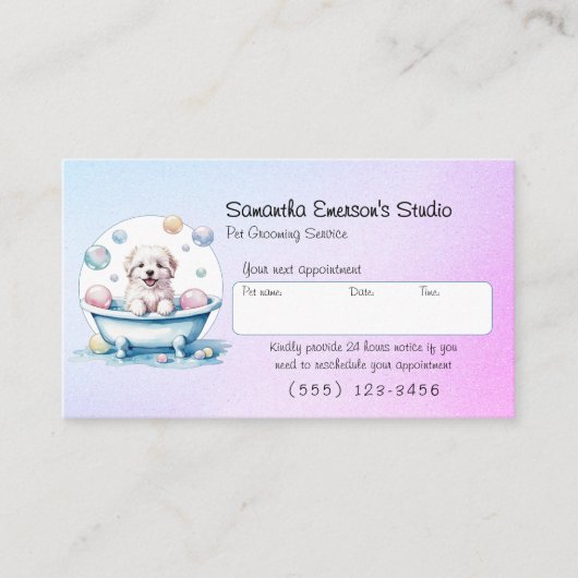 Hondenverzorging gradiant roze tot blauw professio afsprakenkaartje (Voorkant)