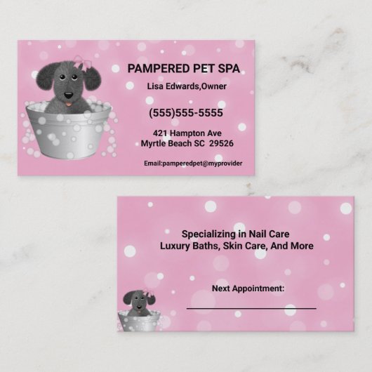 Hondenverzorging hond Spa Afsprakenkaartje (Voorkant / Achterkant)