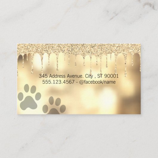 Hondenverzorging | Luxe Glitter Drip Visitekaartje (Achterkant)