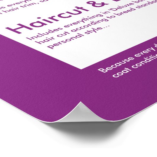 Hondenverzorging Spa Menu - Personaliseren Poster (Hoek)