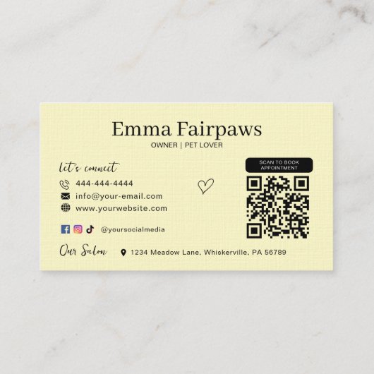 Hondenverzorgingssalon Kaart met QR-code Visitekaartje (Achterkant)