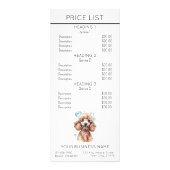 Hondenverzorgingsservice prijslijst reclamekaart (Voorkant)