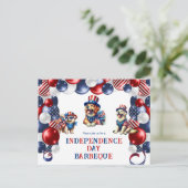 Hondenvriendelijk Geen Vuurwerk 4 juli BBQ Party Feestdagenkaart (Staand voorkant)