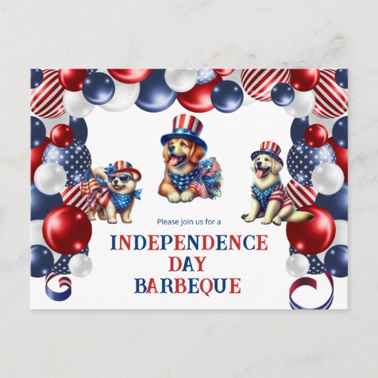 Hondenvriendelijk Geen Vuurwerk 4 juli BBQ Party Feestdagenkaart (Voorkant)