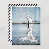 hondenwandelaar graffiti op branimirova street in  briefkaart (Voorkant / Achterkant)